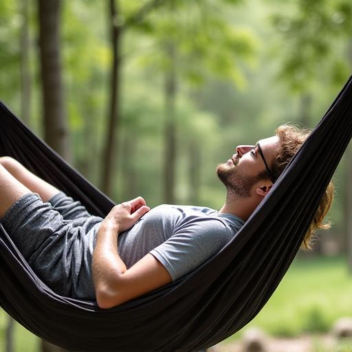 Persona in relax su un'amaca con abbigliamento casual Stromboli Gear